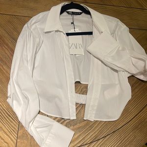 Zara cropped button down